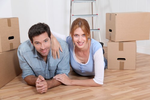 Relocation team handling office move logistics in East London