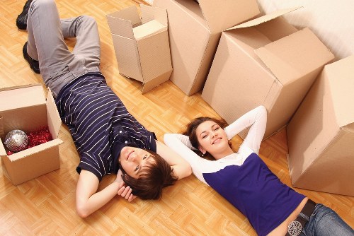 Packed boxes and furniture ready for transport in Ilford